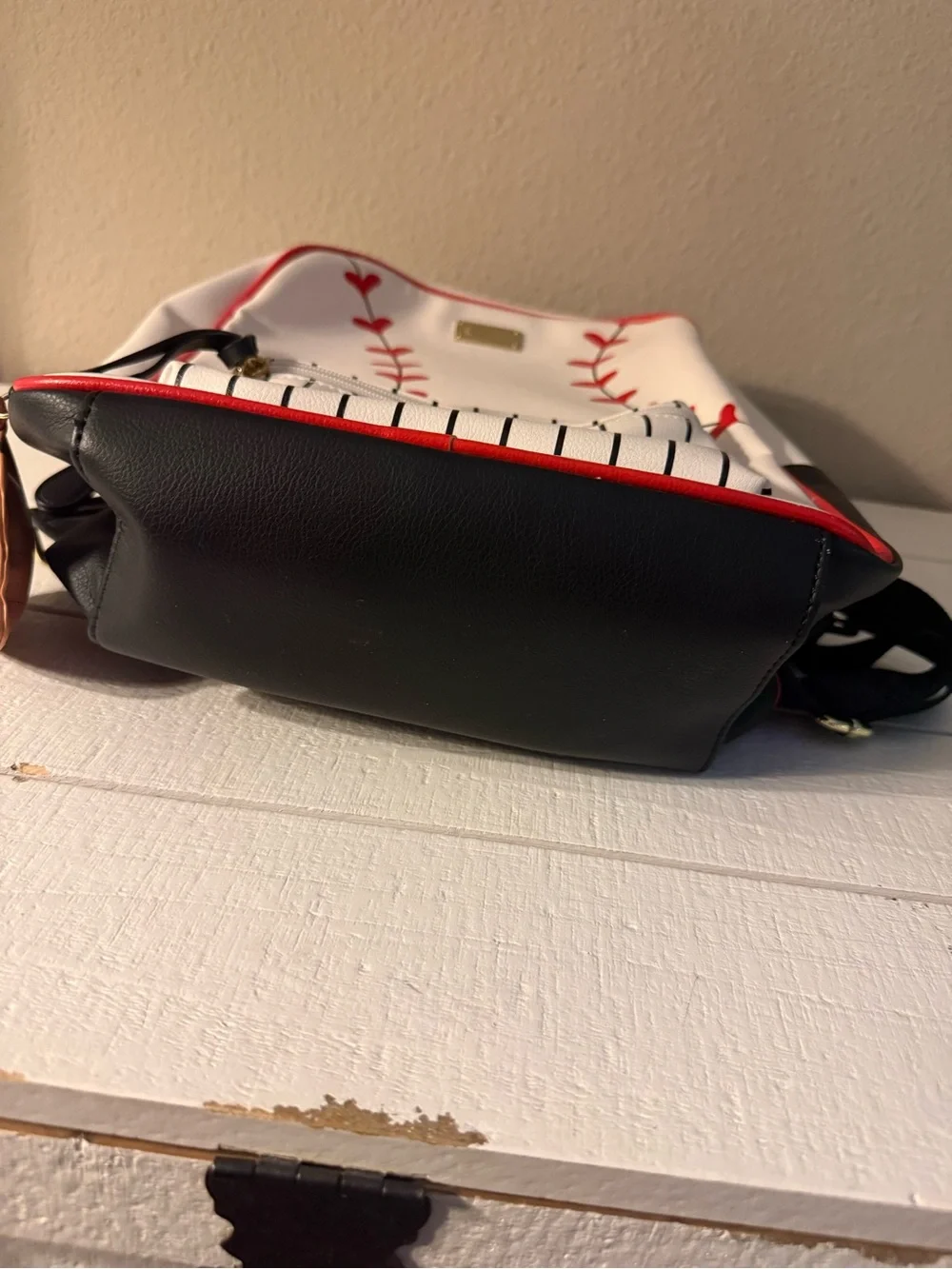 Vintage Betsey Johnson White & Red Baseball Backpack! Excellent Condition!